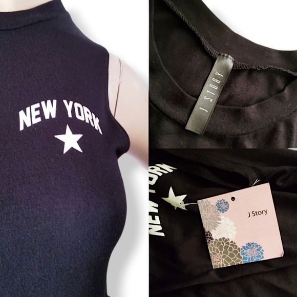 J Story Black "New York" White Ruffled Peplum Waist Top - Picture 7 of 8